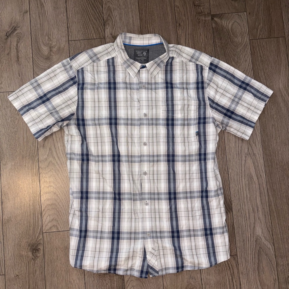 Mountain Hardwear Blue and White Plaid Button Down Shirt